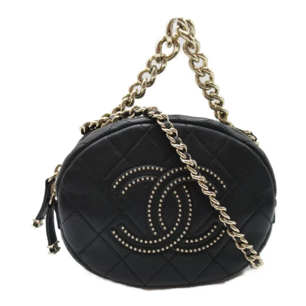2101217841689 4 Chanel Womens Chain Lambskin Shoulder Bag Black