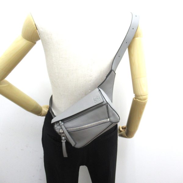 2101217847131 6 LOEWE Puzzle Bum Bag Mini Waist Bag Body Bag Leather Gray