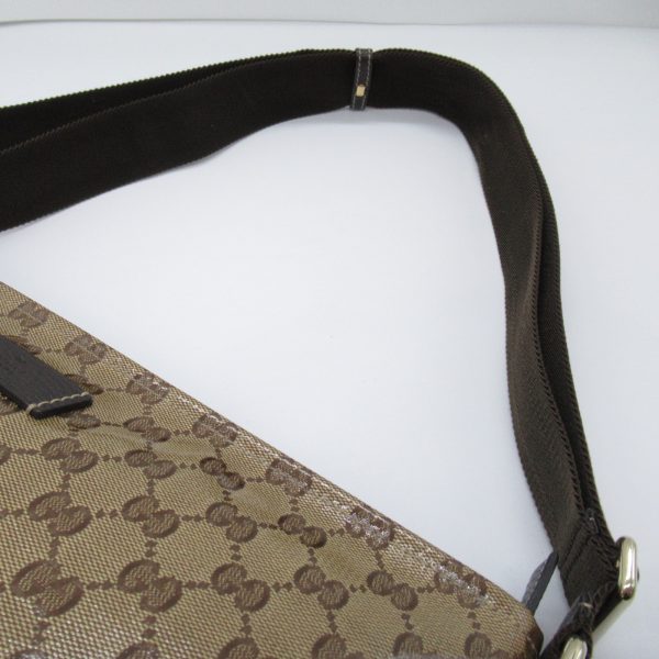 2101217850933 9 Gucci GG Crystal Shoulder Bag Canvas GG Crystal Mens Womens Beige Dark Brown