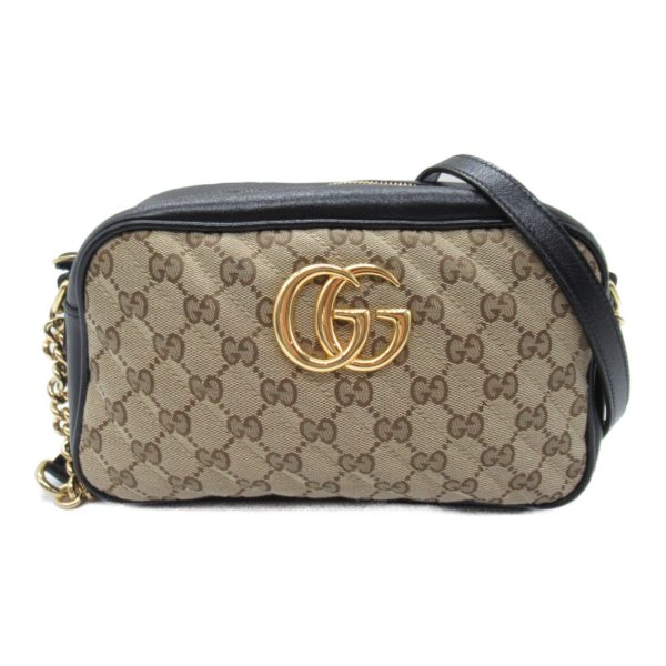 2101217882361 3 Gucci GG Marmont Shoulder Bag Leather Canvas Beige Black