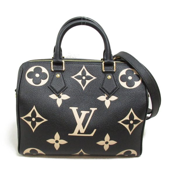 2101217882576 2 Louis Vuitton Speedy Bandouliere 25 2way Shoulder Bag Leather Monogram Empreinte Black Beige