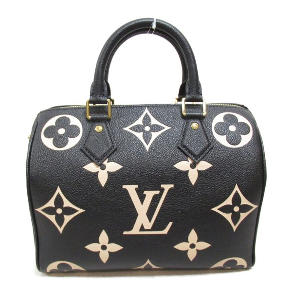 2101217882576 3 Louis Vuitton Speedy Bandouliere 25 2way Shoulder Bag Leather Monogram Empreinte Black Beige