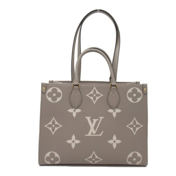 2101217882835 2 Louis Vuitton On the Go MM Tote Bag Leather Monogram Empreinte Gray