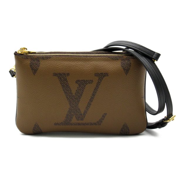 2101217885898 1 Louis Vuitton PVC Coated Canvas Monogram Giant Reverse Pochette Double Zip Shoulder Bag Brown