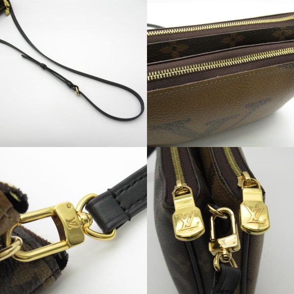 2101217885898 10c Louis Vuitton PVC Coated Canvas Monogram Giant Reverse Pochette Double Zip Shoulder Bag Brown