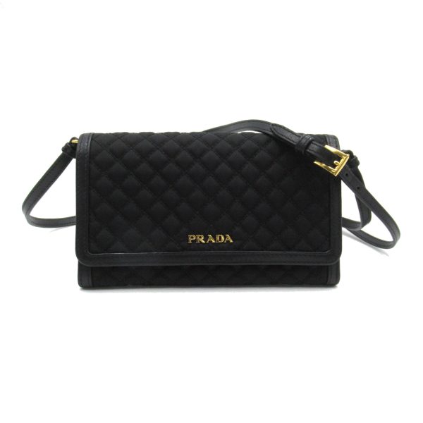 2101217886147 1 Prada Shoulder Wallet Shoulder Bag Nylon Leather Black