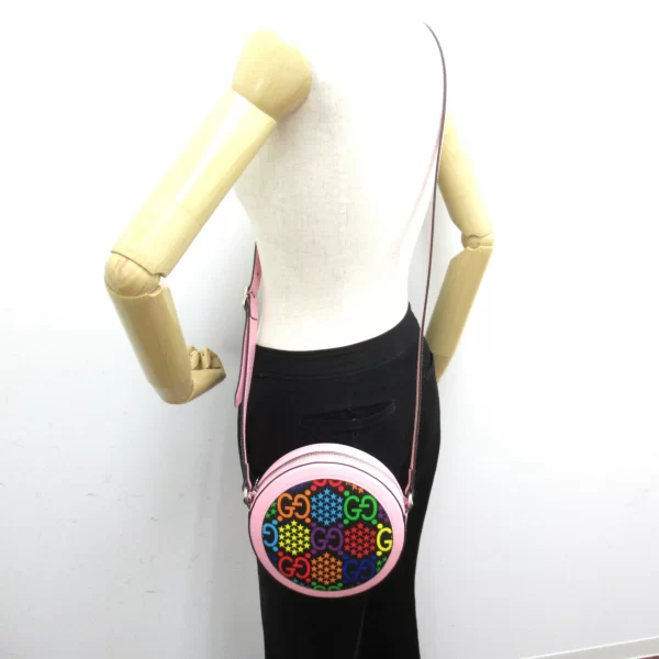2101217887748 5 Gucci Psychedelic Canvas Leather Shoulder Bag PinkMulticolor