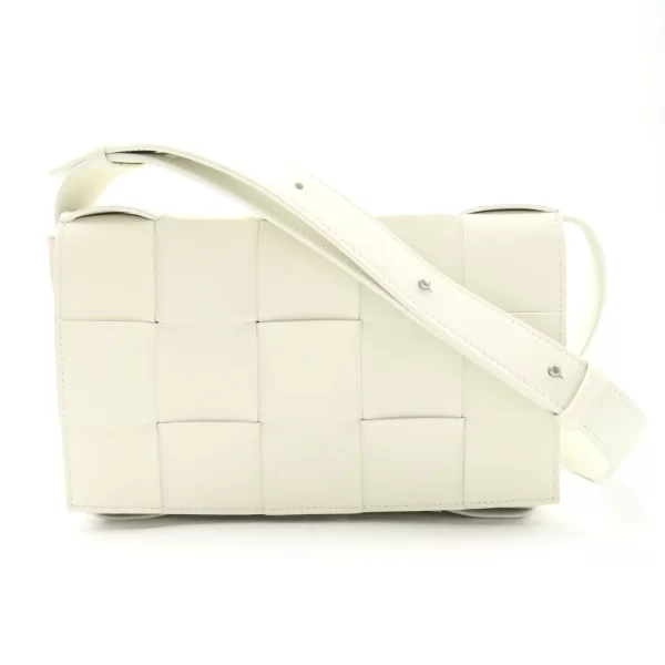 2101217896498 1 BOTTEGA VENETA Cassette Lambskin Shoulder Bag White