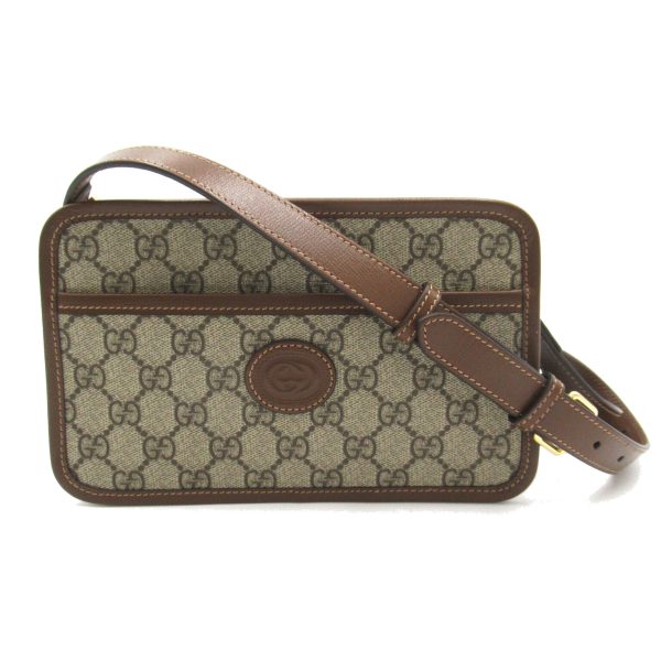 2101217902625 1 Gucci Interlocking G Mini Bag PVC Coated Canvas Shoulder Bag BeigeBrown