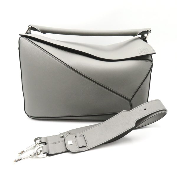 2101217903073 10 LOEWE Puzzle Bag Large 2 way Leather Shoulder Bag Gray