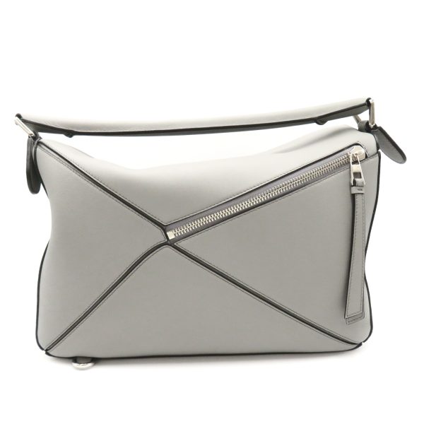 2101217903073 2 LOEWE Puzzle Bag Large 2 way Leather Shoulder Bag Gray