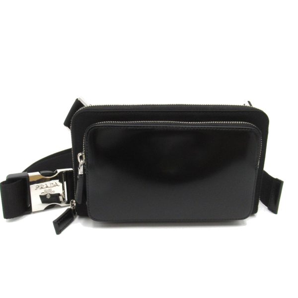 2101217905213 1 PRADA Waist Bag Body Nylon Leather Black