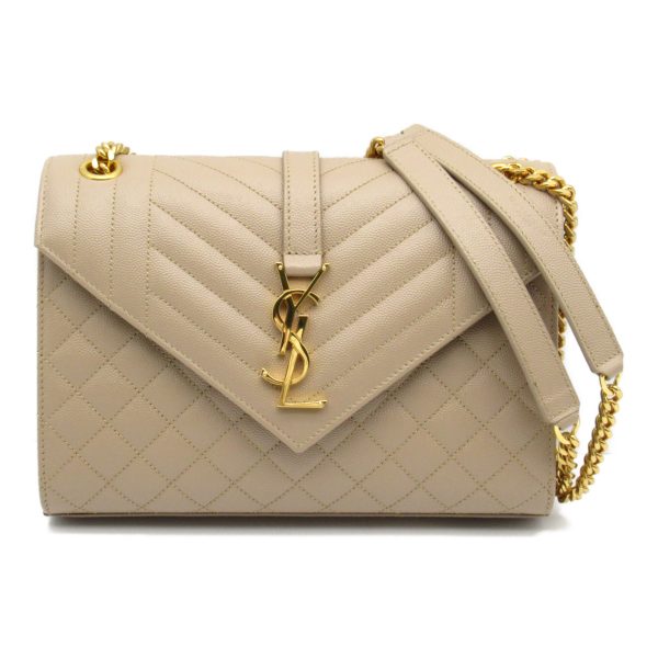 2101217905336 1 Saint Laurent Chain Shoulder Bag Leather Beige