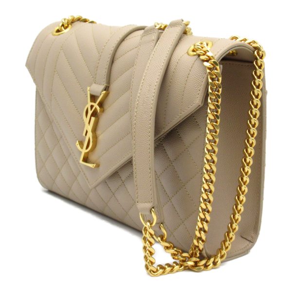 2101217905336 2 Saint Laurent Chain Shoulder Bag Leather Beige