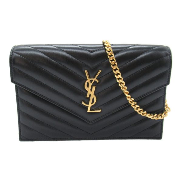 2101217905404 4 Saint Laurent Leather Chain Shoulder Bag Black