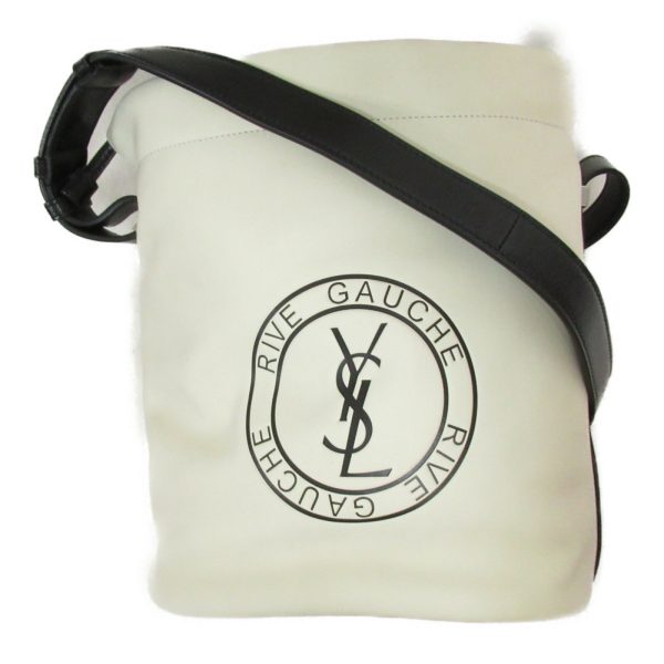 2101217905503 3 Saint Laurent Rive Gauche Lace Bucket Bag Leather Shoulder Bag IvoryBlack