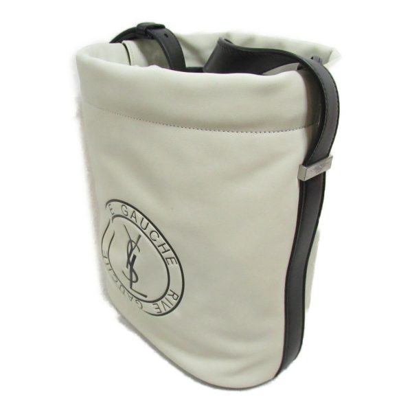 2101217905503 5 Saint Laurent Rive Gauche Lace Bucket Bag Leather Shoulder Bag IvoryBlack