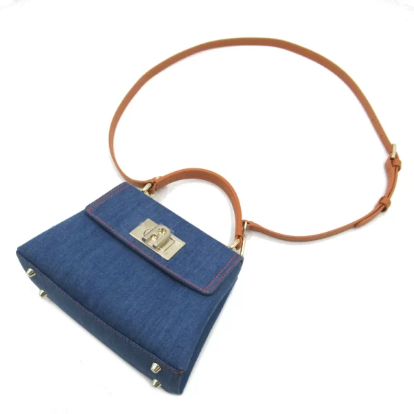 2101217944403 5 Furla Womens Denim Leather Shoulder Bag Blue