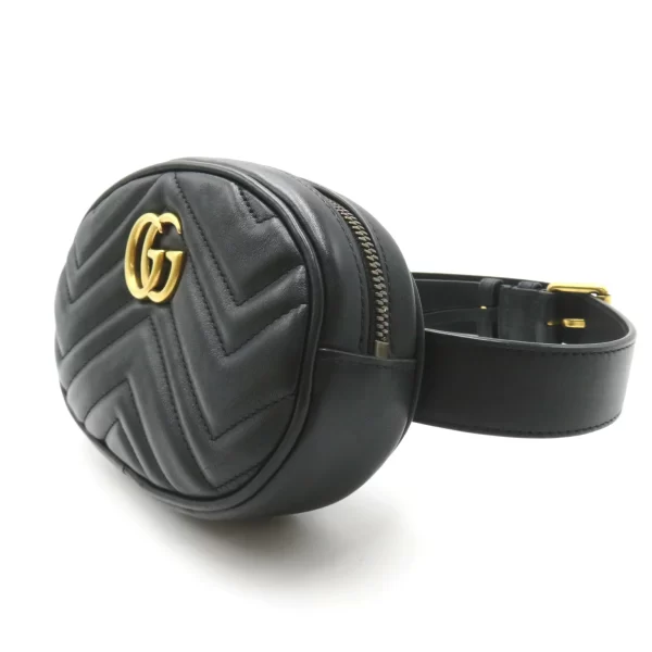 2101217956727 4 Gucci GG Marmont Quilted Leather Waist Bag Black