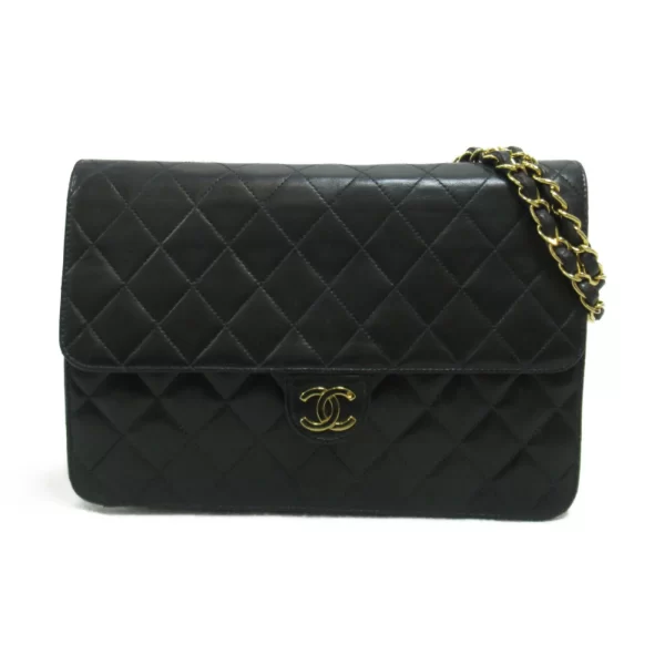 2101217974301 2 Chanel Matelasse Push Lock Chain Lambskin Shoulder Bag Black