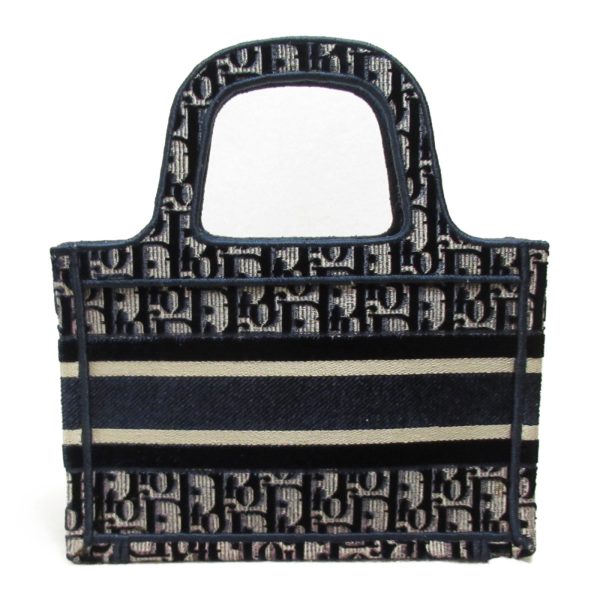 2106800533422 3 Dior Oblique Embroidery Book Tote Mini Bag Handbag Canvas Velour Navy