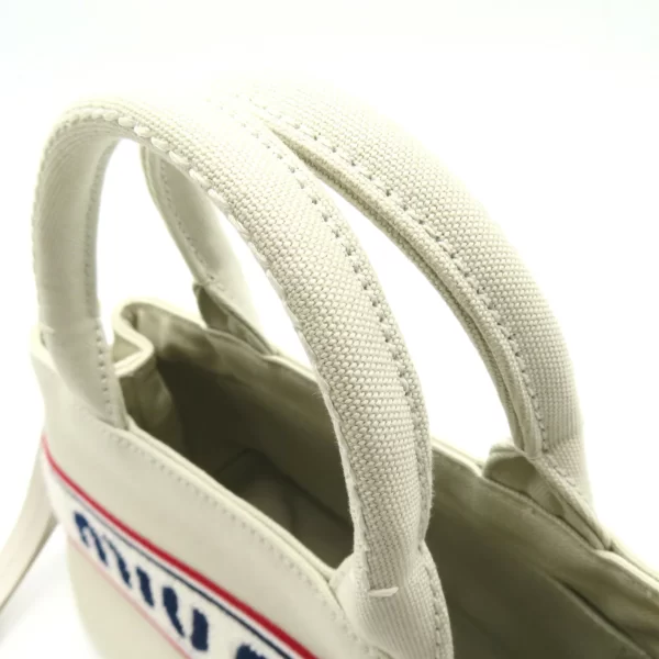 2106800538540 5 Miu Miu Canvas Tote Bag off white