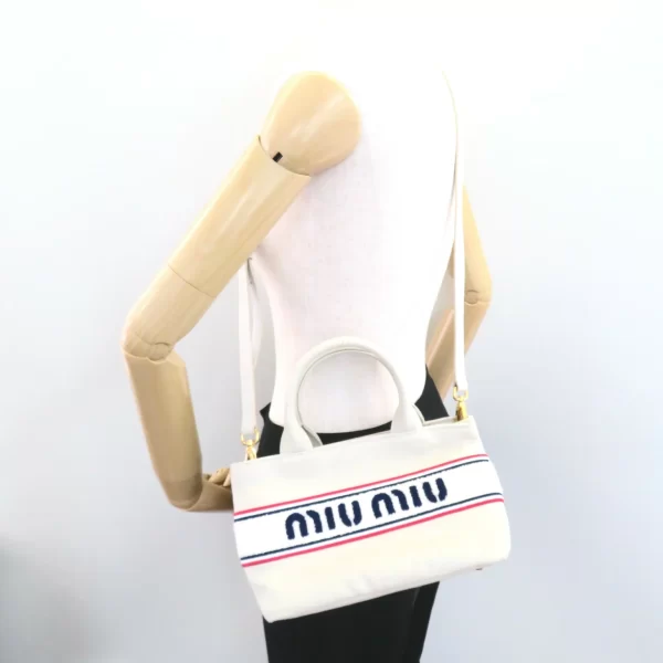 2106800538540 6 Miu Miu Canvas Tote Bag off white