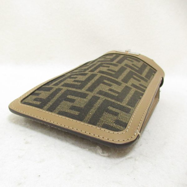 2118700059742 5 FENDI Peekaboo Phone Case Accessory Pouch with handle Bag Canvas Leather Brown