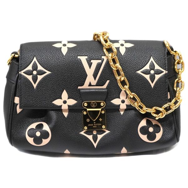 23 1616 1 Louis Vuitton Favorite NM Empreinte Leather Shoulder Bag Black Beige