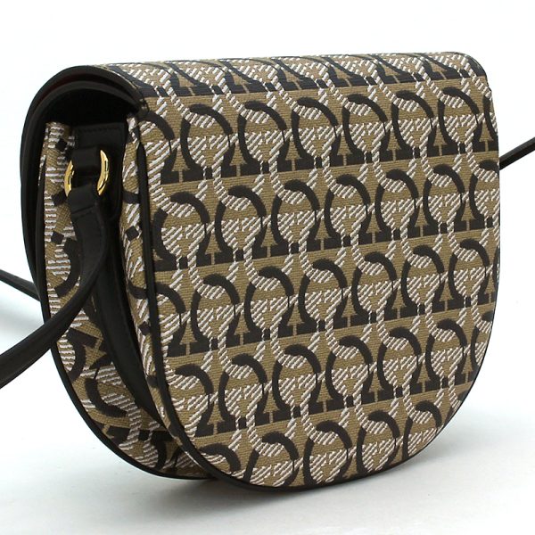 230401 bg7 1 2 Ferragamo Shoulder Bag Gancini Monogram All Over Pattern Leather Genuine Leather Coated Fabric Compact Mini