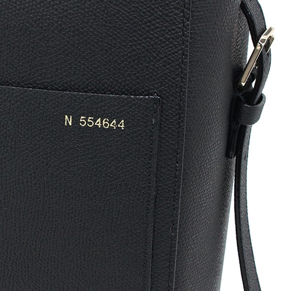 230414 bg1 2 6 Valextra Shoulder Bag Bucket Small Calf Leather Genuine Leather Embossed Black