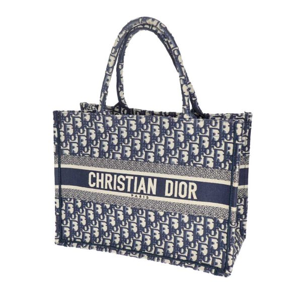 24 3108 1 Christian Dior Book Tote Medium Jacquard Bag Navy x Black