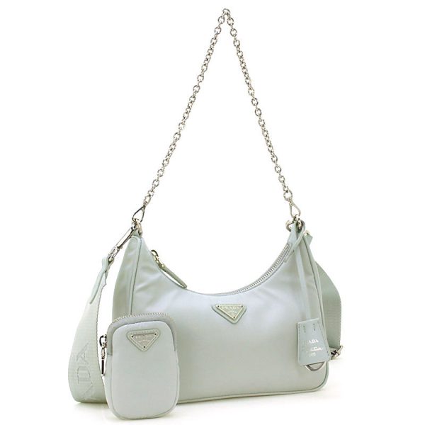 240313 bg6 2 1 1 PRADA Shoulder Bag Re Edition 2005 Re Nylon TESSUTO SAFFIANO Chain Crossbody Nylon Triangle Logo White