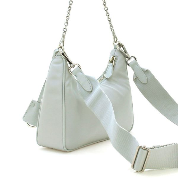 240313 bg6 2 2 PRADA Shoulder Bag Re Edition 2005 Re Nylon TESSUTO SAFFIANO Chain Crossbody Nylon Triangle Logo White