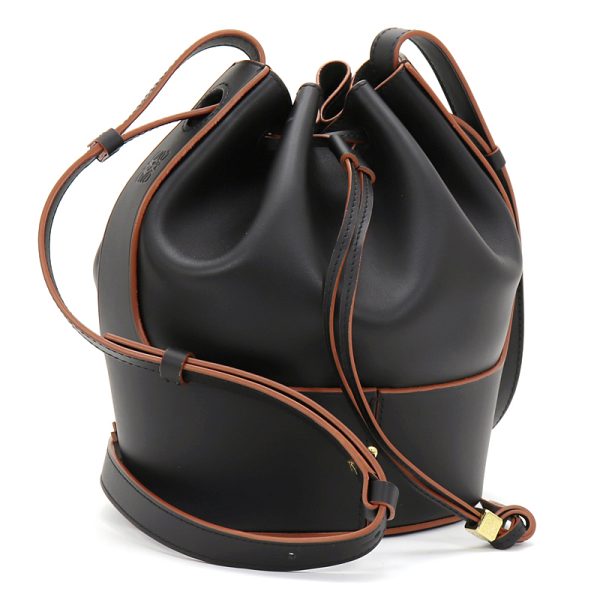 240419 bg2 2 1 1 LOEWE Balloon Bag small calf genuine leather drawstring anagram Black