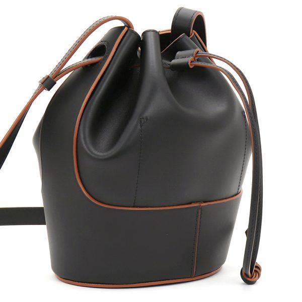 240419 bg2 2 2 LOEWE Balloon Bag small calf genuine leather drawstring anagram Black