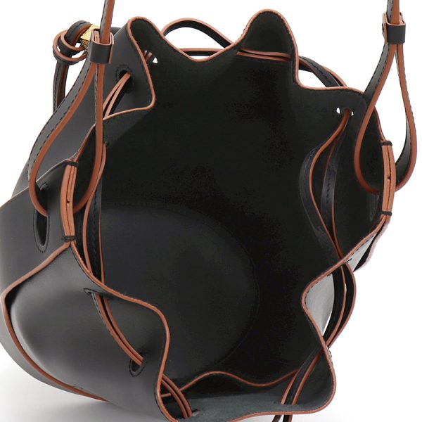 240419 bg2 2 4 LOEWE Balloon Bag small calf genuine leather drawstring anagram Black