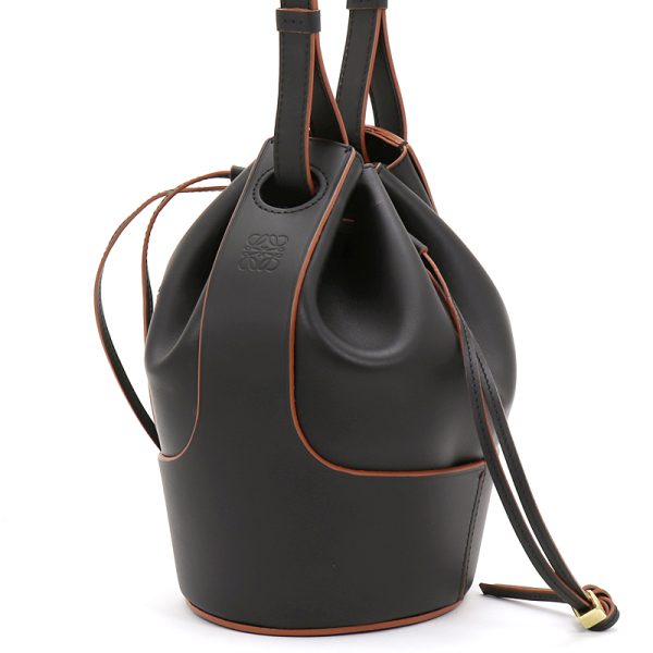 240419 bg2 2 5 LOEWE Balloon Bag small calf genuine leather drawstring anagram Black