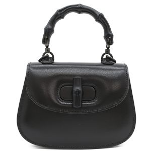 240500419029 1 Gucci Sherry Line Leather Mini Boston Bag AB Rank Black
