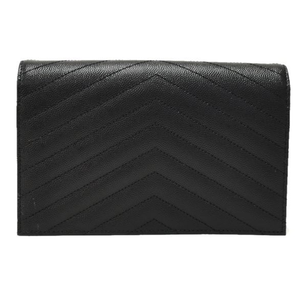 3 Saint Laurent Cassandra Envelope Chain Wallet Leather Black