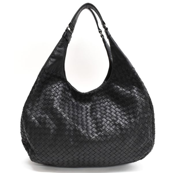 3 Bottega Veneta Campana Handbag Intrecciato Leather Black