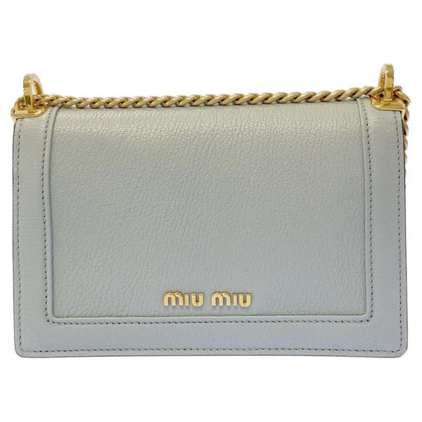 3 Miu Miu Chain Shoulder Bag Leather Light Blue