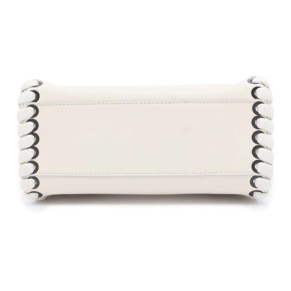 3 Fendi Handbag Mini Peekaboo Leather Shoulder Bag White