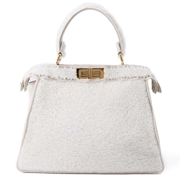 3 Fendi Handbag Peekaboo Medium 2way Shoulder Bag White