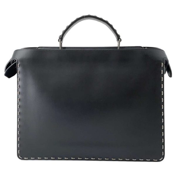 3 Fendi Business Bag Leather Medium 2way Handbag Black