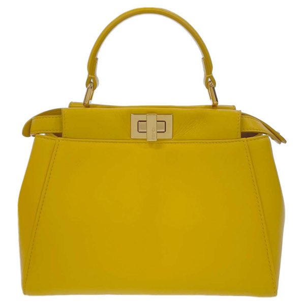3 Fendi Handbag Mini Peekaboo Leather Yellow