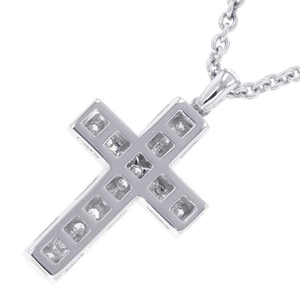 3 Bvlgari Necklace Latin Cross Diamond K18wg White Gold