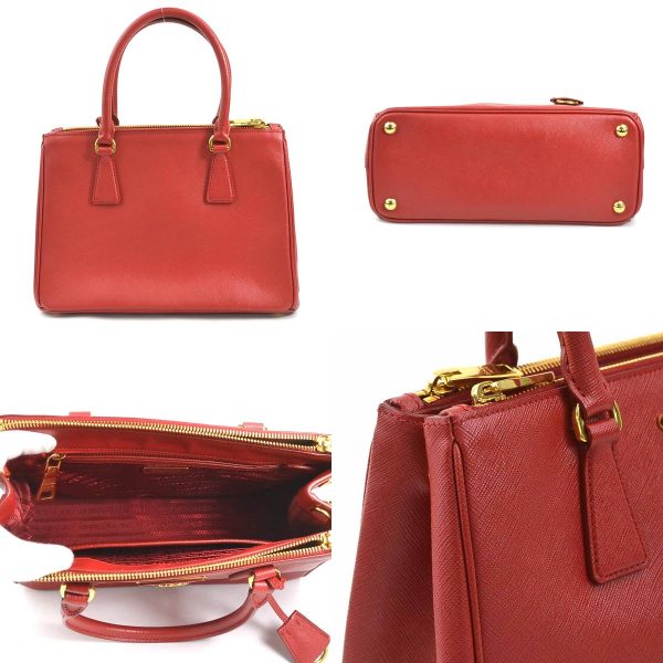 3 Prada Handbag Shoulder Bag Galleria Leather Red