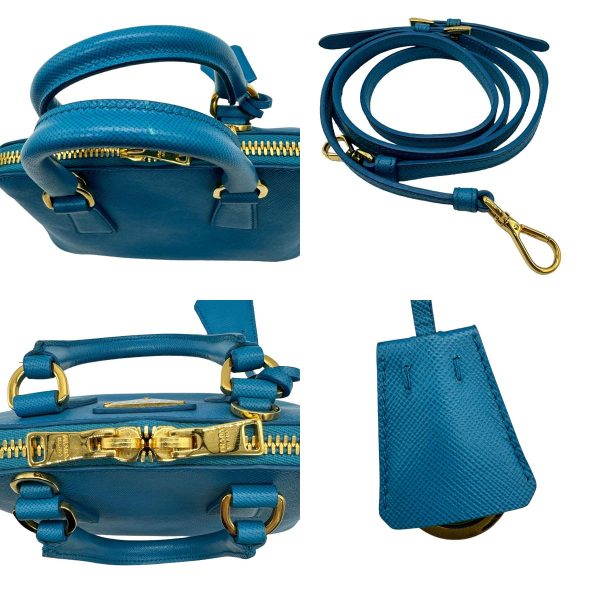 3 Prada Crossbody Shoulder Bag Handbag Leather Blue