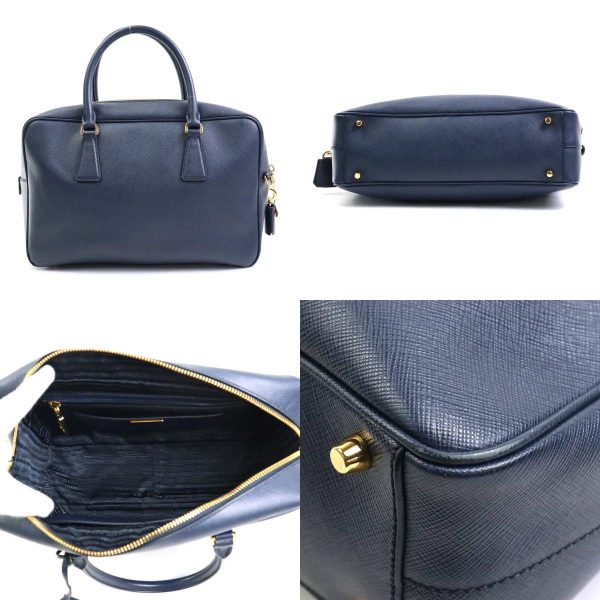 3 Prada Handbag Crossbody Shoulder Bag Leather Navy